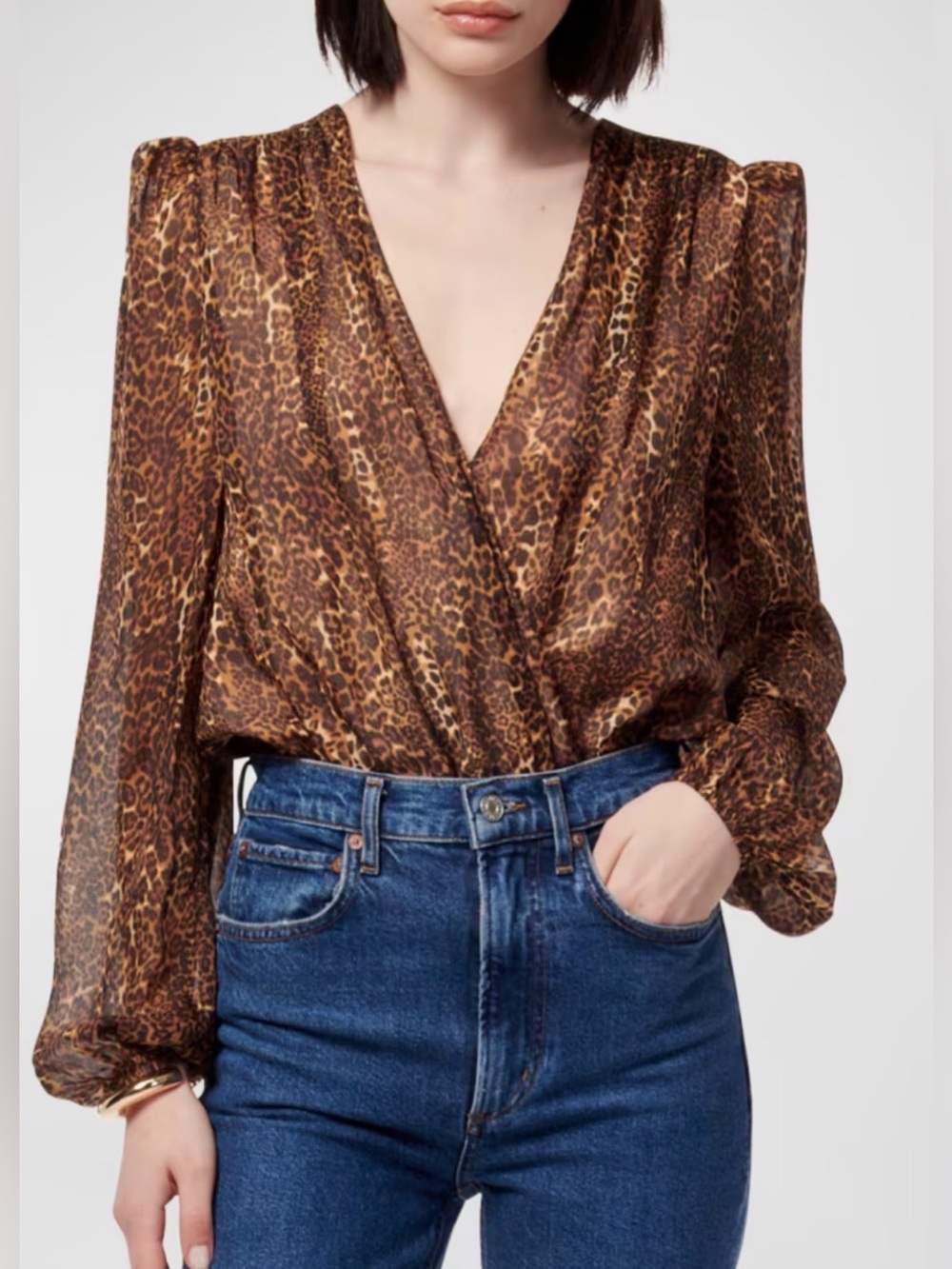 CAMI NYC Isa Leopard Print 100% Silk Bodysuit Blouse M- SOLD OUT